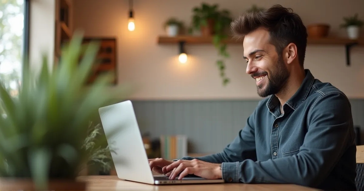 Telearbeit in einem Kaffehaus